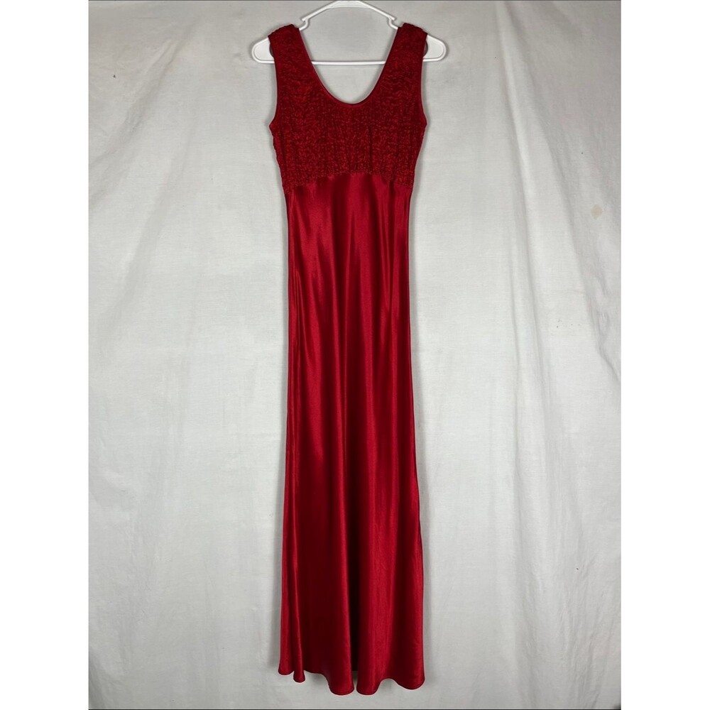 Vintage 90s Blondie and Me Evening Red Satin Slip Maxi Dress